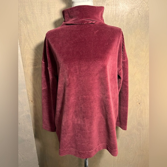 a new day Tops - A New Day Burgundy Funnelneck Velvet Ribbed Tunic M